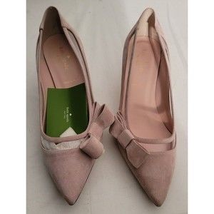 Kate Spade New York Pink Suede Kitten Heel Pumps with Accent Bow Size 9M